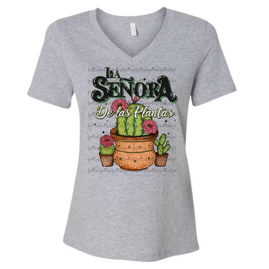 La Señora De Las Plantas Cactus V-Neck