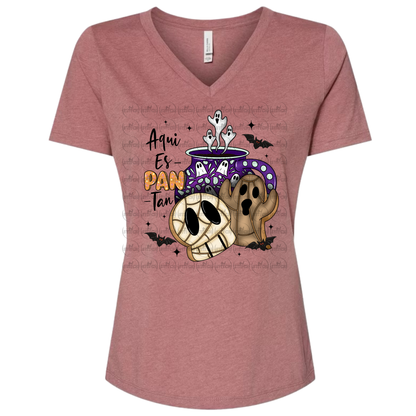 Aqui Es - PAN - Tan V Neck